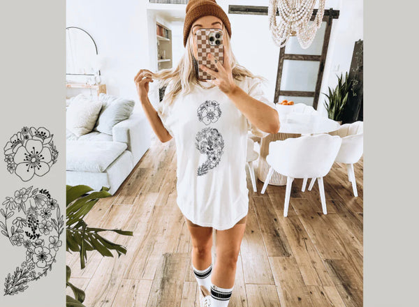 Semicolon floral Screen Print Transfer