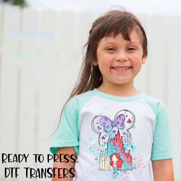 Mermaid castle DTF Transfer