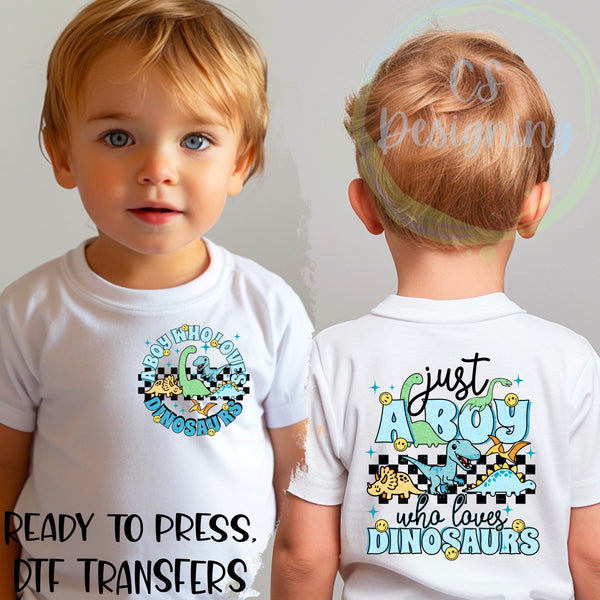 Boy who loves dinos DTF Transfer