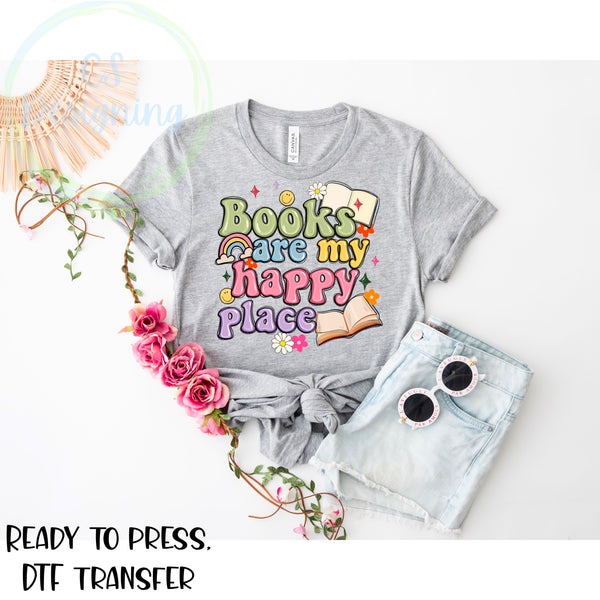 Books are my happy place DTF Transfer