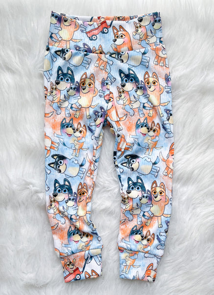 Blue dog leggings