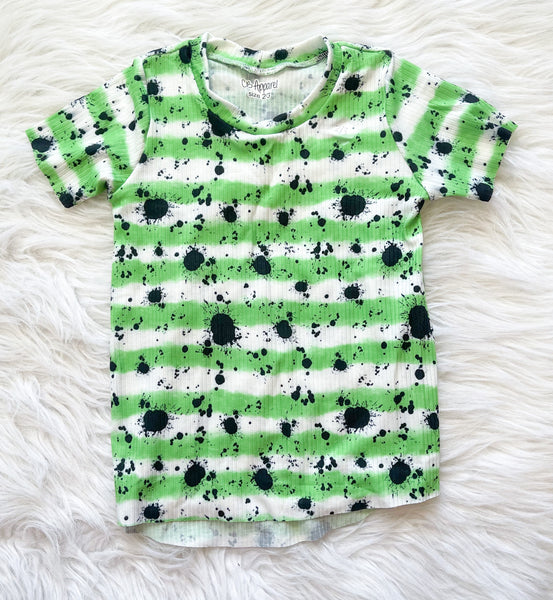 Green stripe splatter edgy tee (short sleeve)